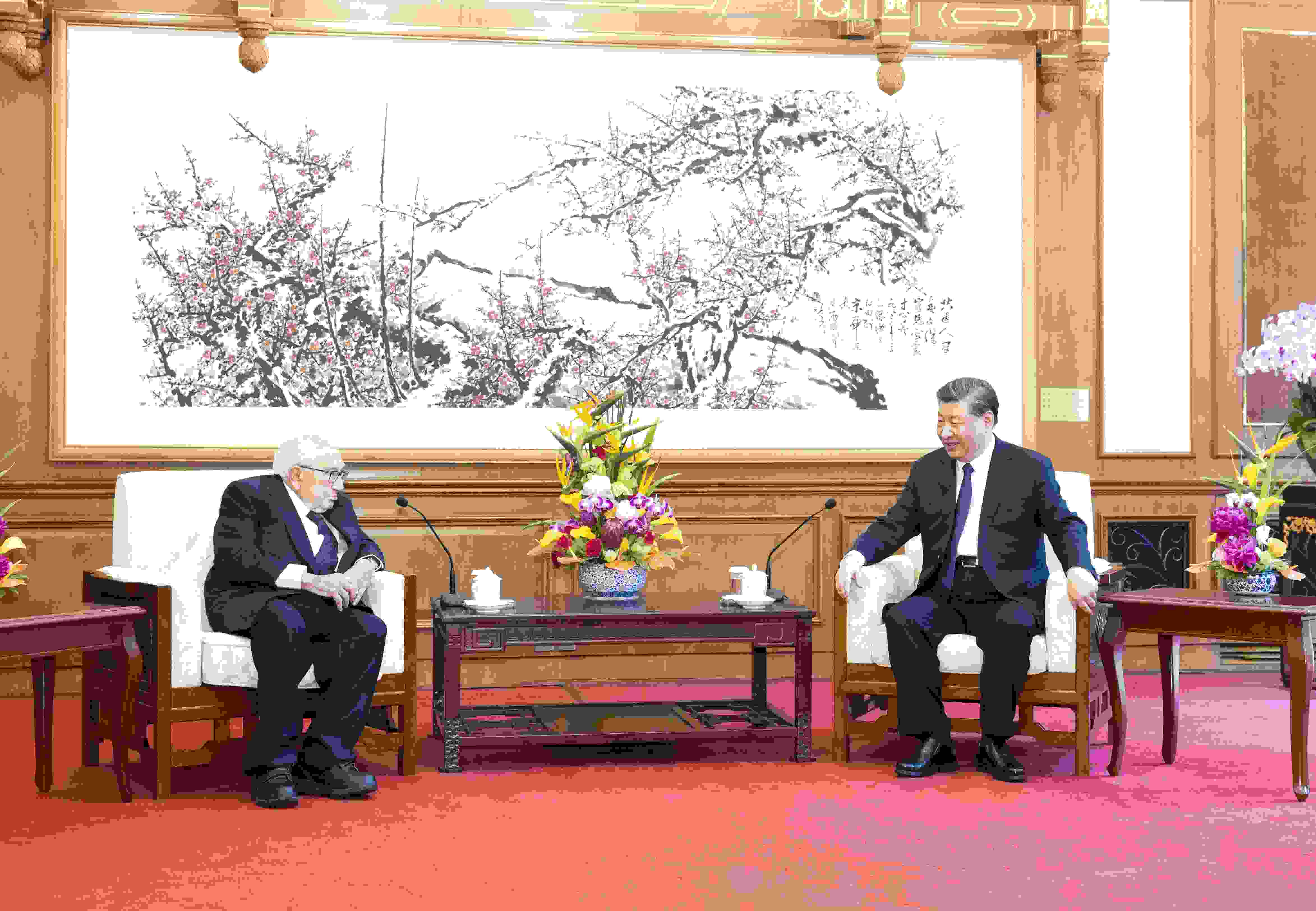 △2023年7月20日，国家主席习近平在北京钓鱼台国宾馆会见美国前国务卿基辛格。