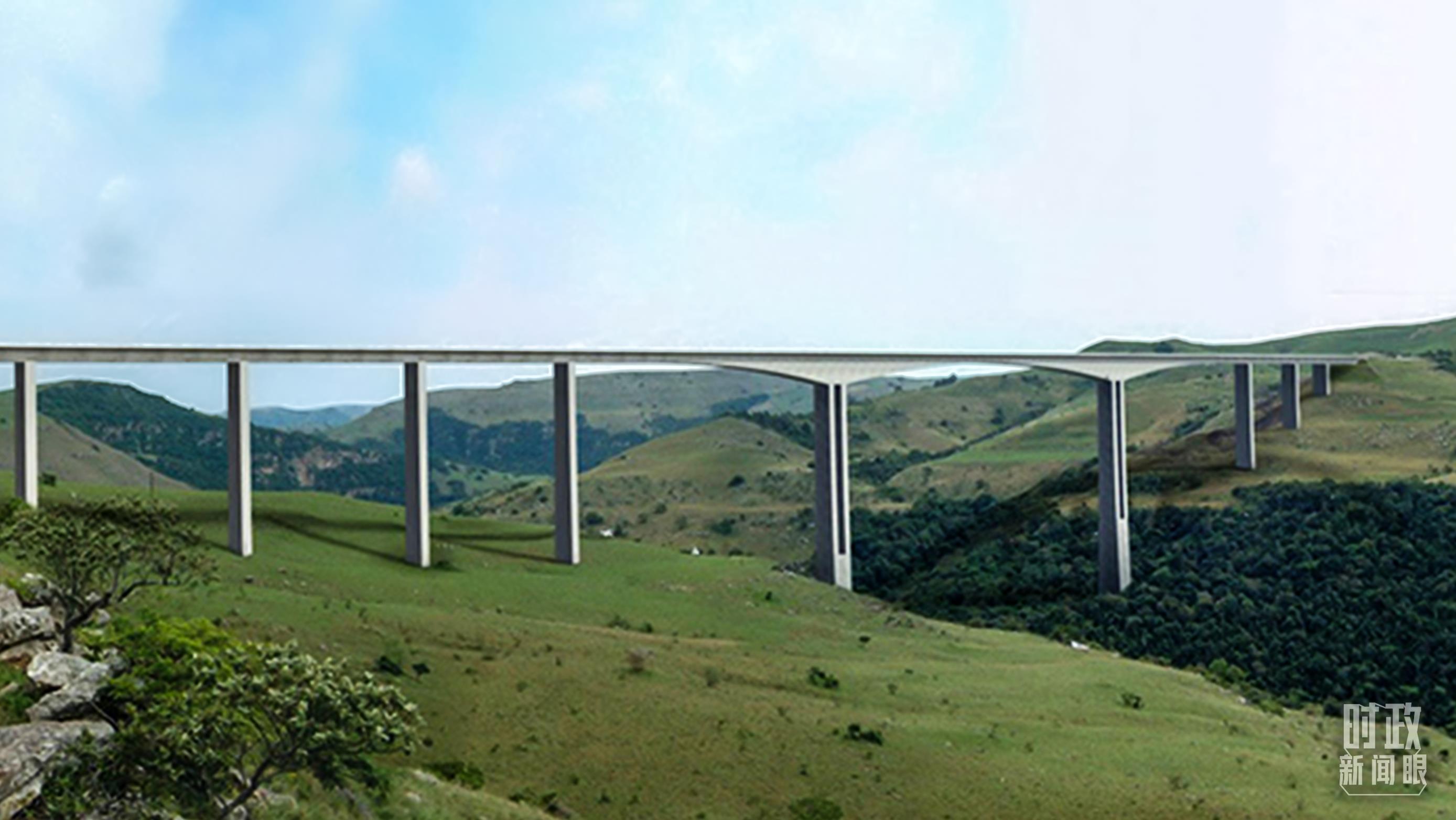△2023年8月，由中企在南非承建的非洲大陆最高桥梁门塔图大桥开建，这是大桥的概念图。（资料图）
