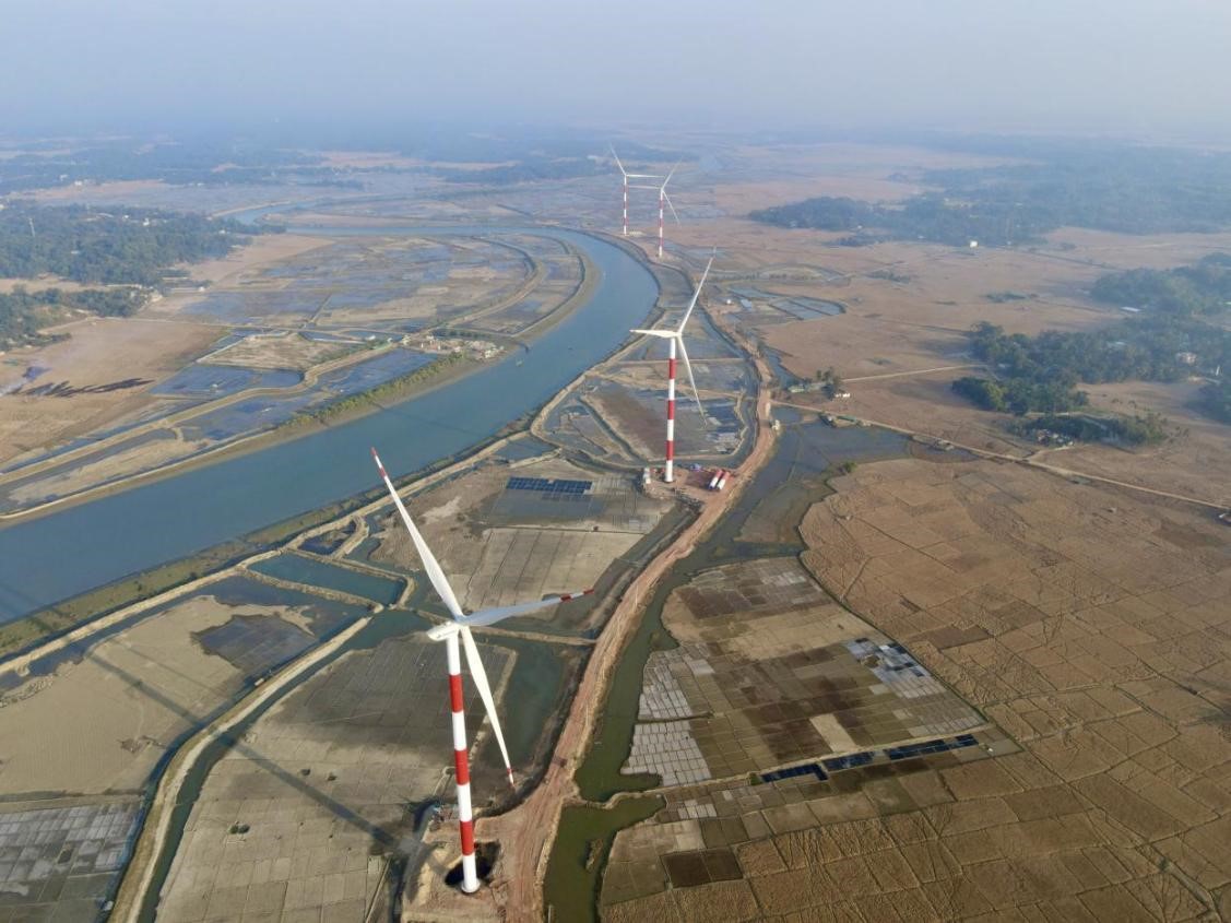 孟加拉国科巴风电项目俯瞰。国家电投供图