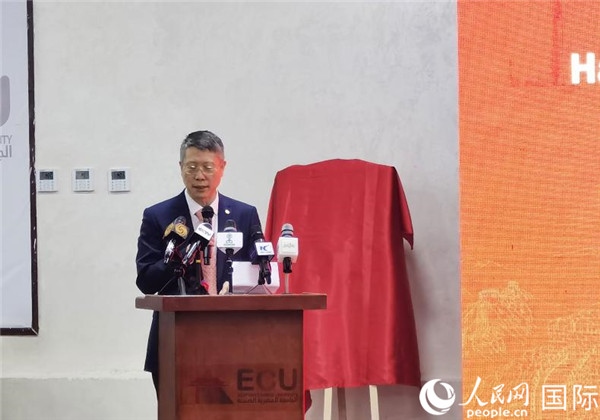 中国石化非洲代表处总代表卫东致辞。人民网记者 沈小晓摄