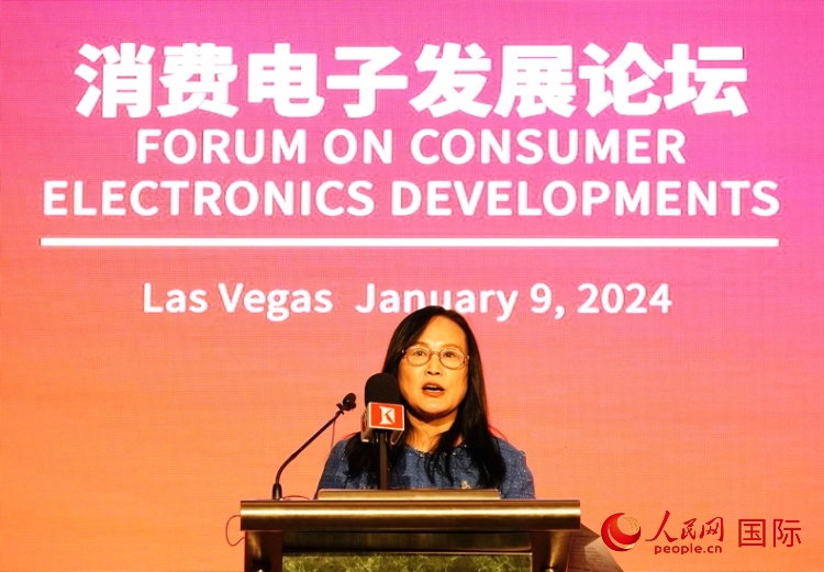 中国机电产品进出口商会副会长刘春致辞。人民网记者 邓圩摄