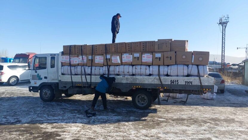 2024年3月1日，中国捐赠物资运抵乌兰巴托。 图片来源：蒙古国红十字会