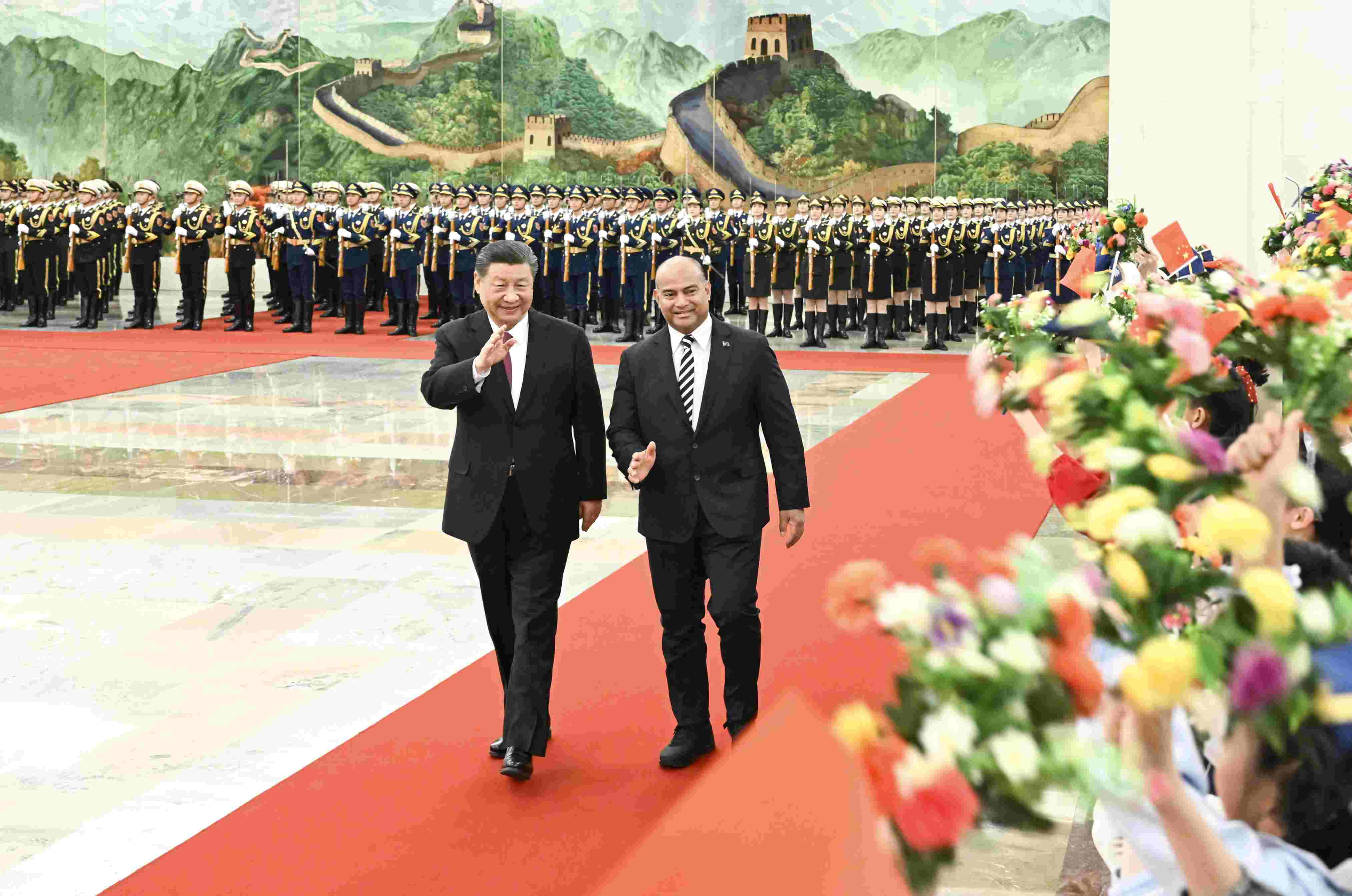 2024年3月25日，习近平主席在人民大会堂北大厅为瑙鲁总统阿迪昂举行欢迎仪式。