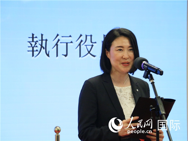 日本航空株式会社执行役员西原口香织致辞。人民网 许可摄