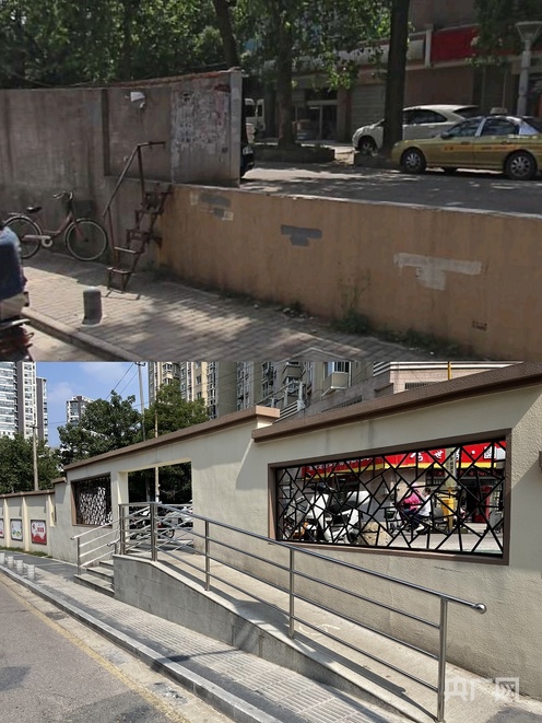 观云路公众参与示范街改造前后对比图(央广网发 王锡斐 制)