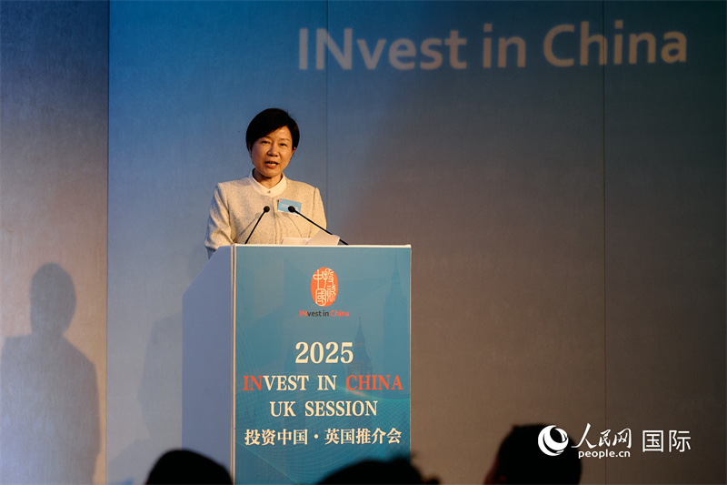 湖南省商务厅厅长龙小红做商务工作情况推介。杨浩鹏摄。